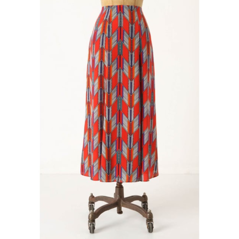 Mara Hoffman Red Silk Arrow Feather Skirt 0